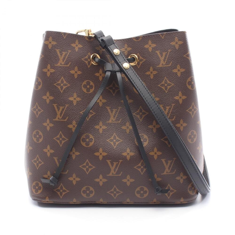 Louis Vuitton NeoNoe Canvas Shoulder Bag Brown Monogram Leather Black - Picture 2 of 5